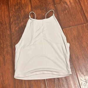 Garage White High Neck Tank Top